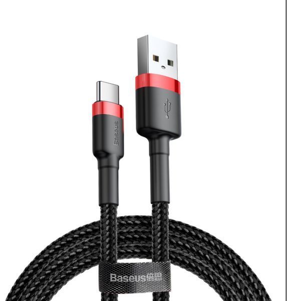 Кабель Baseus Cafule Cable USB for Type-C 3 A 1 м Red/Black (CATKLF-B91) 001 фото