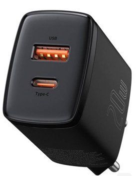 Сетевое зарядное устройство для Baseus Compact Quick Charger U+C 20W EU Black (CCXJ-B01) 029 фото